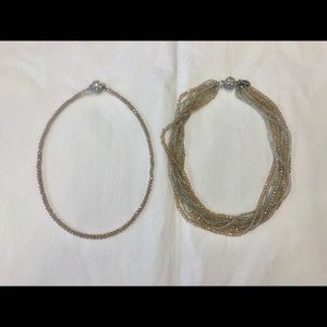 Versatile silver/blush crystal necklace Ann Taylor